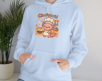 Chefolotl Axolotl Chef Hoodie, Kawaii Foodie Pullover