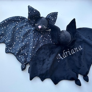 Personolized Bat plush lovey blanket
