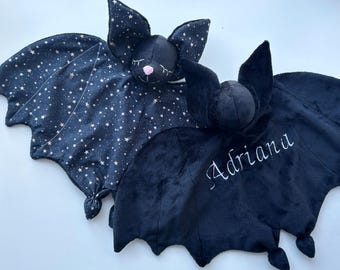 Personolized Bat plush lovey blanket