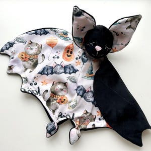 Personolized Halloween baby bat lovey, Halloween bat plush for baby shower