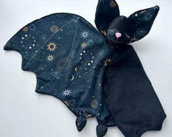 Plush bat lovey blanket for baby