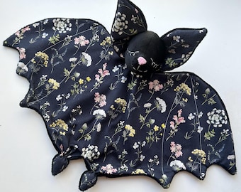 Personolized Baby Bat lovey blanket, bat plush for baby shower gift