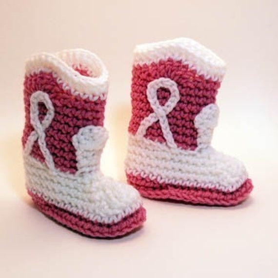 Rosa y blanco vaquera botas crochet bebé botines 0-6 meses | Etsy