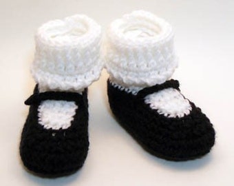 Mary Janes Crochet Baby Booties 0-6 Months