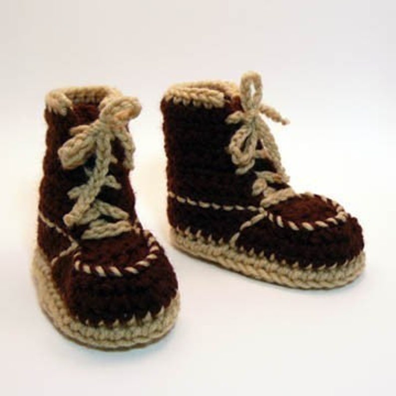 Brown Work Boots Crochet Baby Booties 06 Months Etsy