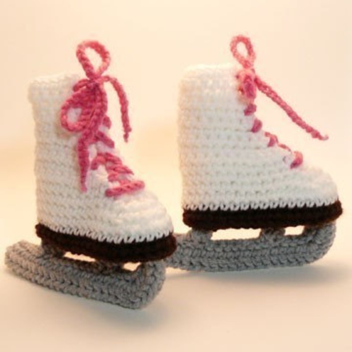 White Ice Skates Crochet Baby Booties 06 Months Etsy