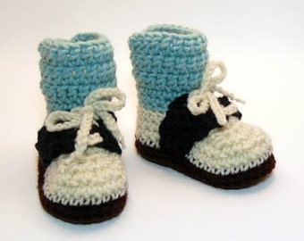 Saddle Shoes with Sage Green Socks Crochet Baby Booties 0-6 Months