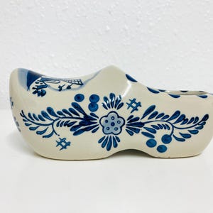 Vintage ceramic Dutch Delft clog hand painted large shoe