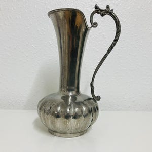 Large vintage Italian decorated pewter pitcher