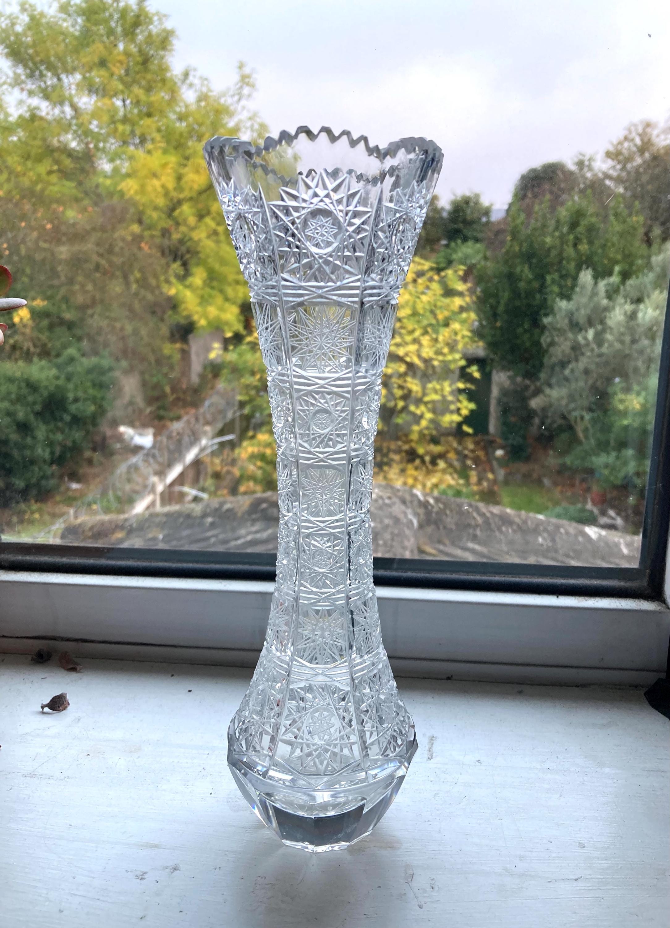 ヴィンテージ ボヘミアン ハンドカット クリスタル花瓶 - Etsy 日本
