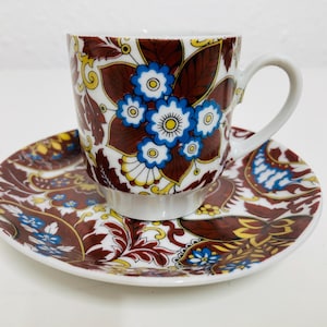 Vintage Winterling Espresso Cup and Saucer Set: Paisley Floral, Made in Germany