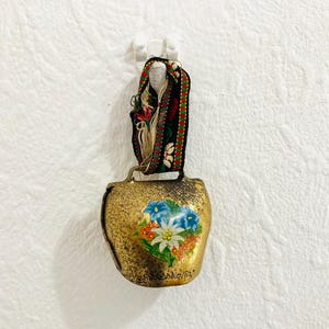 Vintage German cow bell, decorated with flowers