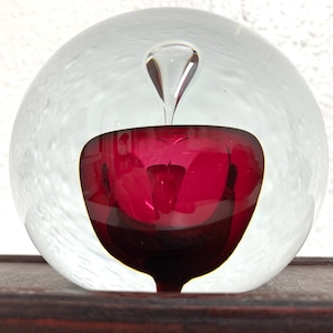 Large Red Apple Glass Paperweight