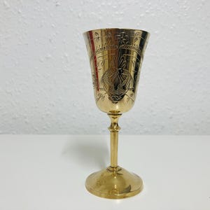 Vintage engraved brass Epns chalice from the 1970s
