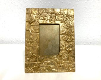 Vintage art nouveau brass photo frame