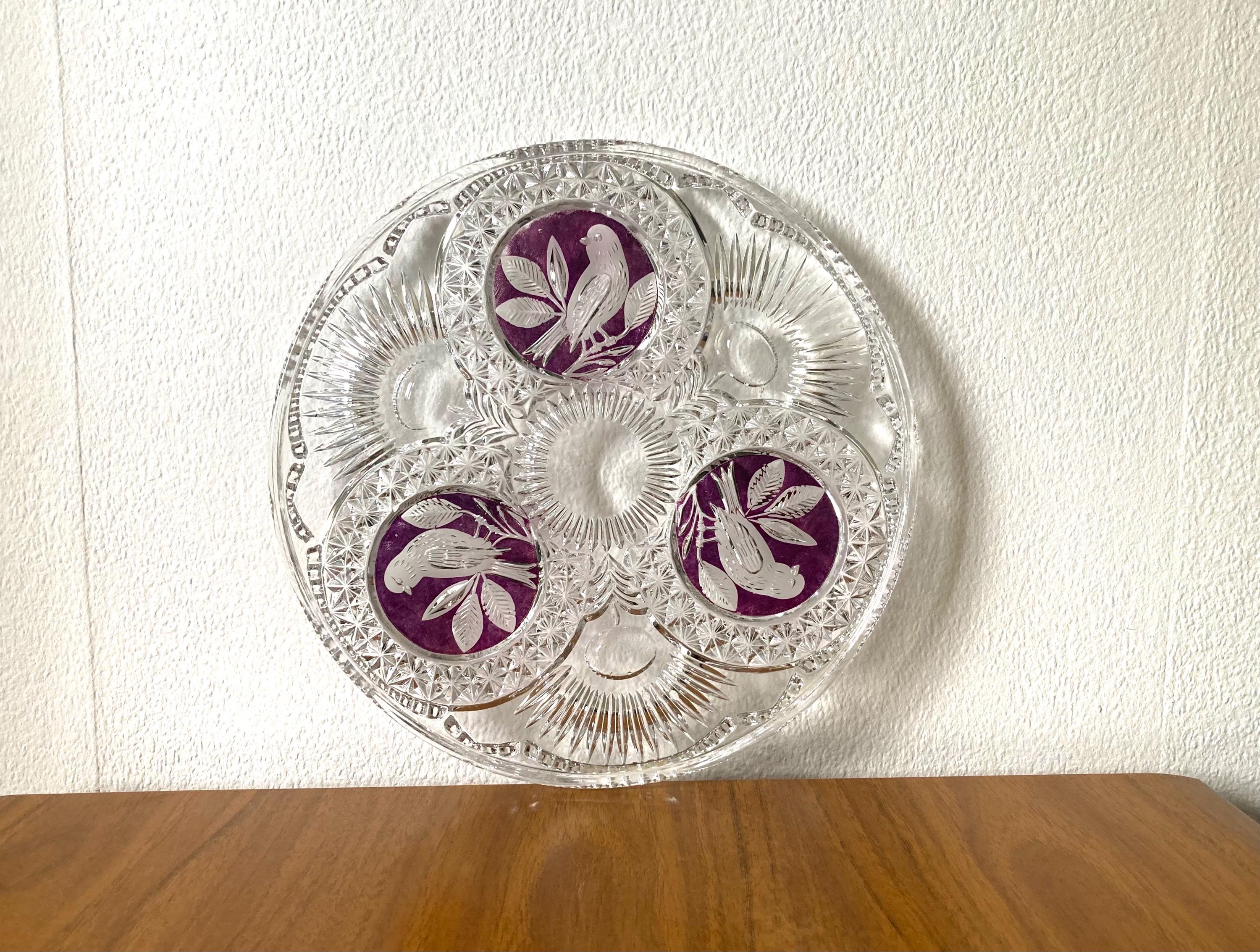 Vintage Hofbauer Ruby Red and Crystal Clear Large Plate - Etsy