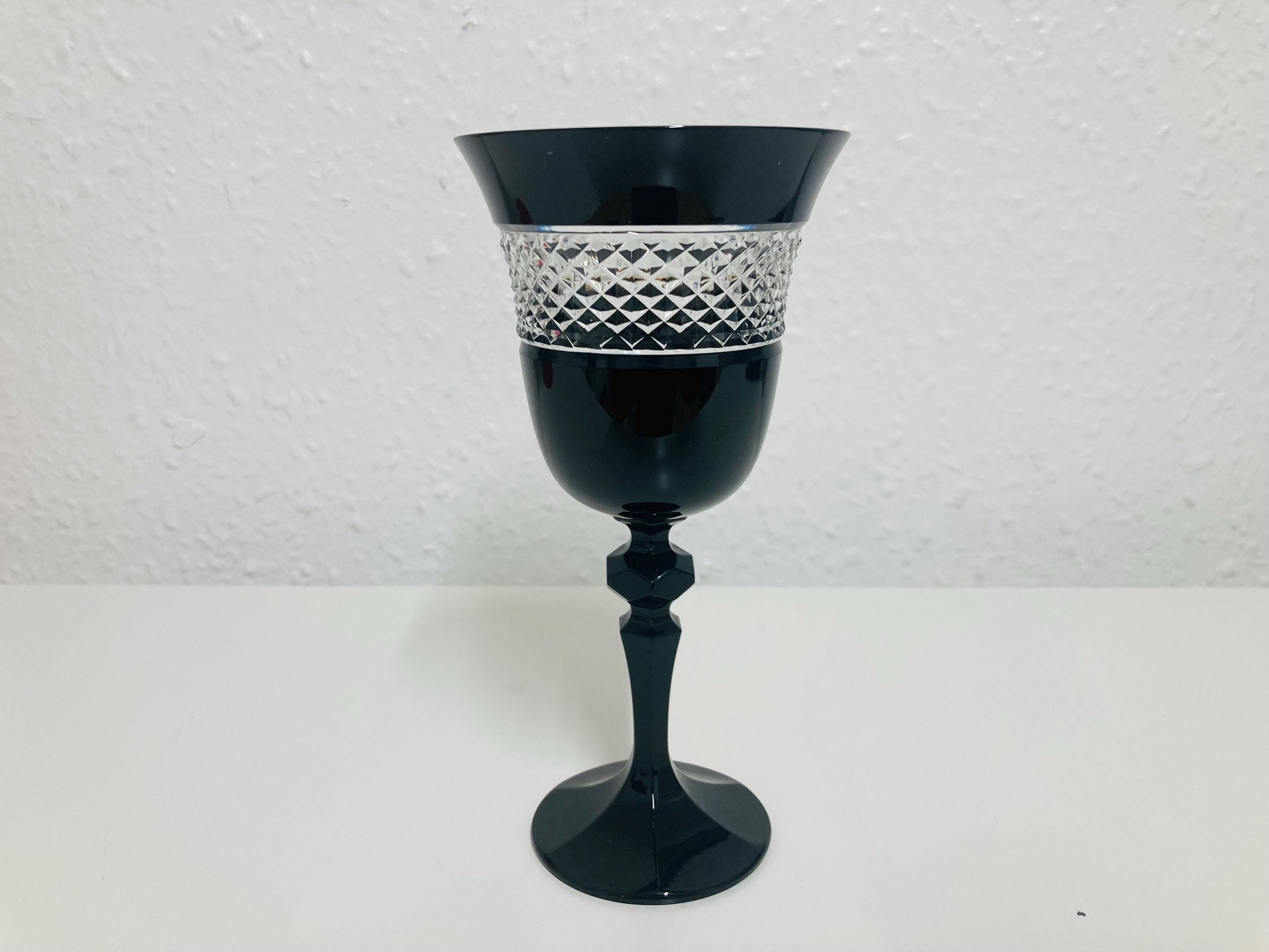 Paul Costelloe Crystal Black Wine Glass, Signed on the Bottom - Main Image