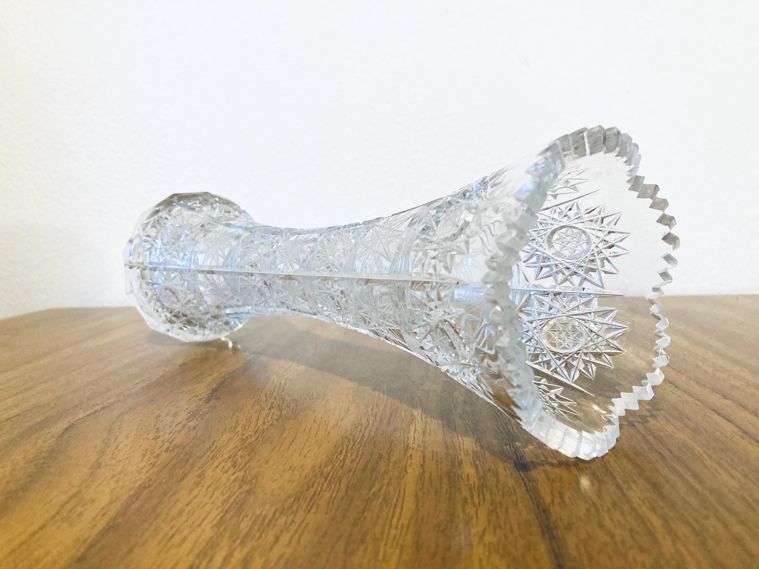 ヴィンテージ ボヘミアン ハンドカット クリスタル花瓶 - Etsy 日本