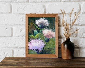 Floral Wildflower Art, Thistle Artwork, Giclee Print of Painting,  Canvas or Art Paper, Home Wall Decor, Rustic Farmhouse, Shelf Filler