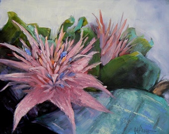 Flower Still Life, Small Oil Painting, Floral Painting, 8x10 Painting, Daily Painting, "Aechmea Bromeliad" 8x10", Free Shipping in US