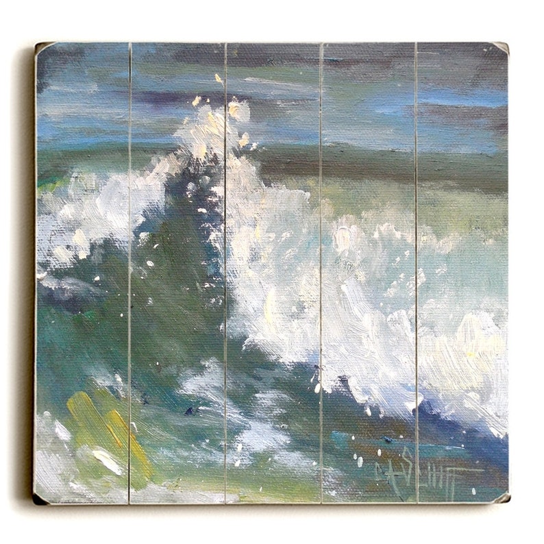 Ocean Waves Print Seascape Giclee Wood Plank Wall Art Print Etsy
