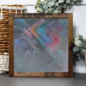 Square Abstract Art, Original Oil Painting, Mixed Media, Contemporary Home Wall Decor, Layers II, Closeout Sale, Under Forty Dollars image 1