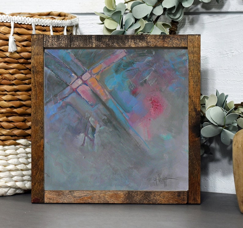 Square Abstract Art, Original Oil Painting, Mixed Media, Contemporary Home Wall Decor, Layers II, Closeout Sale, Under Forty Dollars image 1