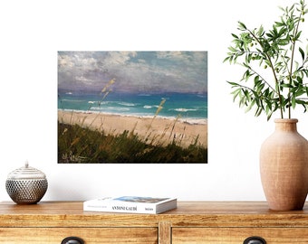 Florida Beach Landscape Giclee Print, Sea Oats Painting, Canvas or Fine Art Paper, Coastal Wall Decor, Choose Your Size, Free Proof