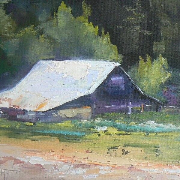 Reserved for Dianne, BarnPainting, Painting on Sale 6x8" Painting, "If Walls Could Talk"