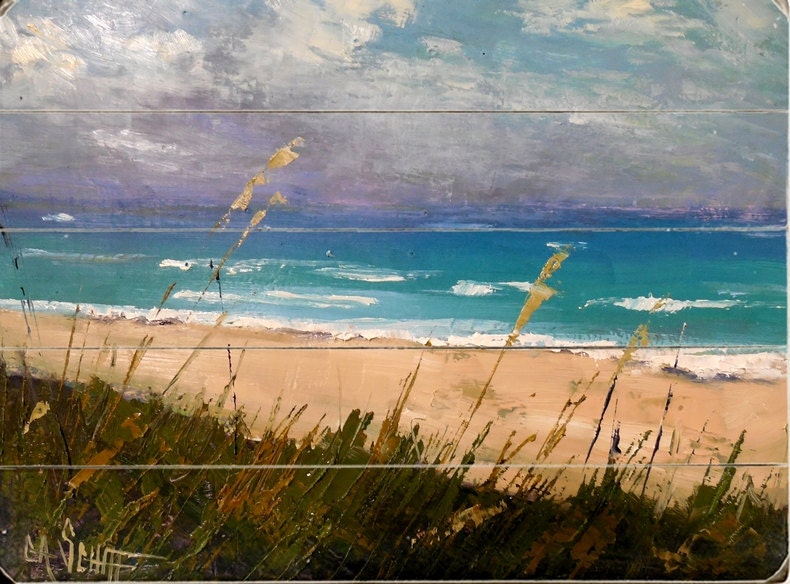 Beach Giclee Wood Plank Wall Art Coastal Landscape Sea Etsy