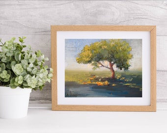 Landscape Tree Painting,  Palette Knife Textured Artwork, Riverbank Original Art,  Home Wall Decor, Shelf Filler, Closeout Sale