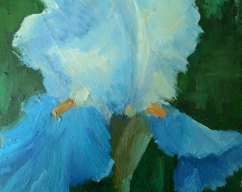 Small Flower Painting, Iris Painting, Floral Oil Painting, 6x8" Floral on Canvas Panel, Free Shipping in US