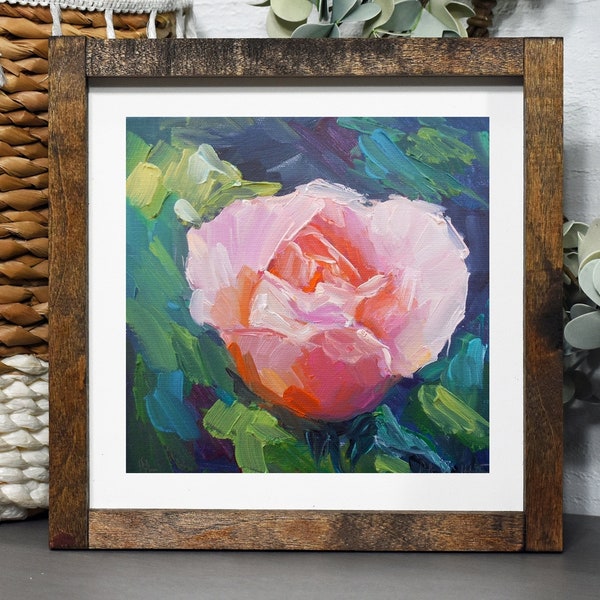Pink Rose Still Life, Giclee Print of Painting, Canvas or Art Paper, Gift for Gardener, Floral Home Wall Decor, Flower Art, Free Proof