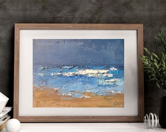 Florida Abstract Surf Textured Oil Painting, Ocean Palette Knife Art, Coastal Home and Beach House Wall Decor, Small Original Artwork, Sale
