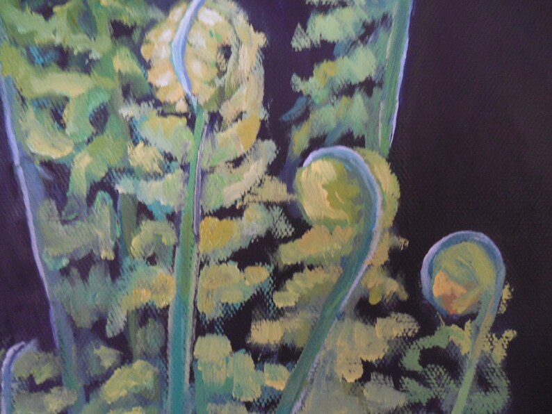Fiddlehead Fern Painting Print Botanical Giclee Spring Still Etsy