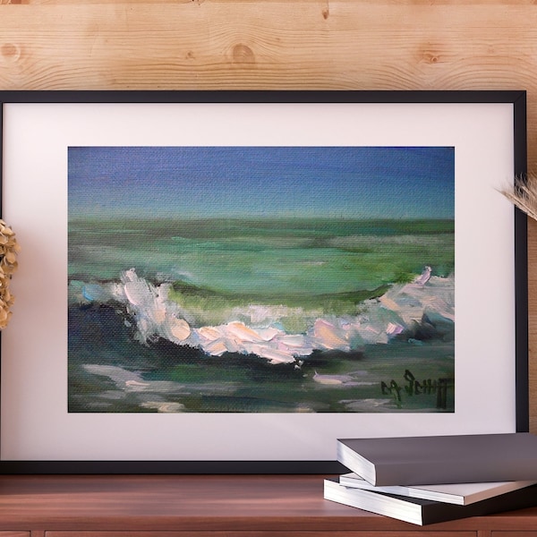 Seascape Oil Painting, Original Ocean Scene, Coastal Beach House Wall Decor, Beach Lover's Gift, Ocean Wave Artwork,  Closeout Sale