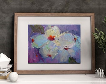 Dogwood Still Life Painting, Fine Art Print, Giclee on Canvas or Art Paper, Carolina Flower, Home Wall Decor, Spring Floral, Choose you Size