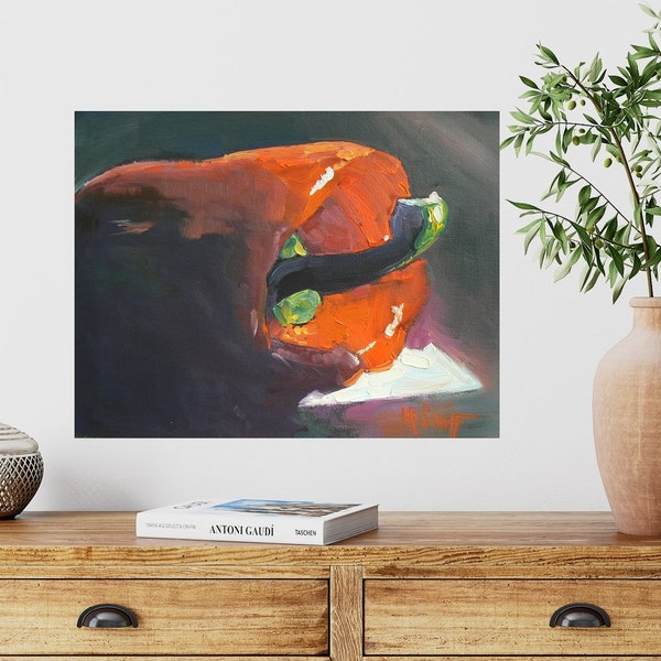 Red Pepper Still Life, Giclee Print of Painting, Art Paper or Canvas, Kitchen Wall Decor, Foodie or Chef's Gift, Free Proof, Choose The Size