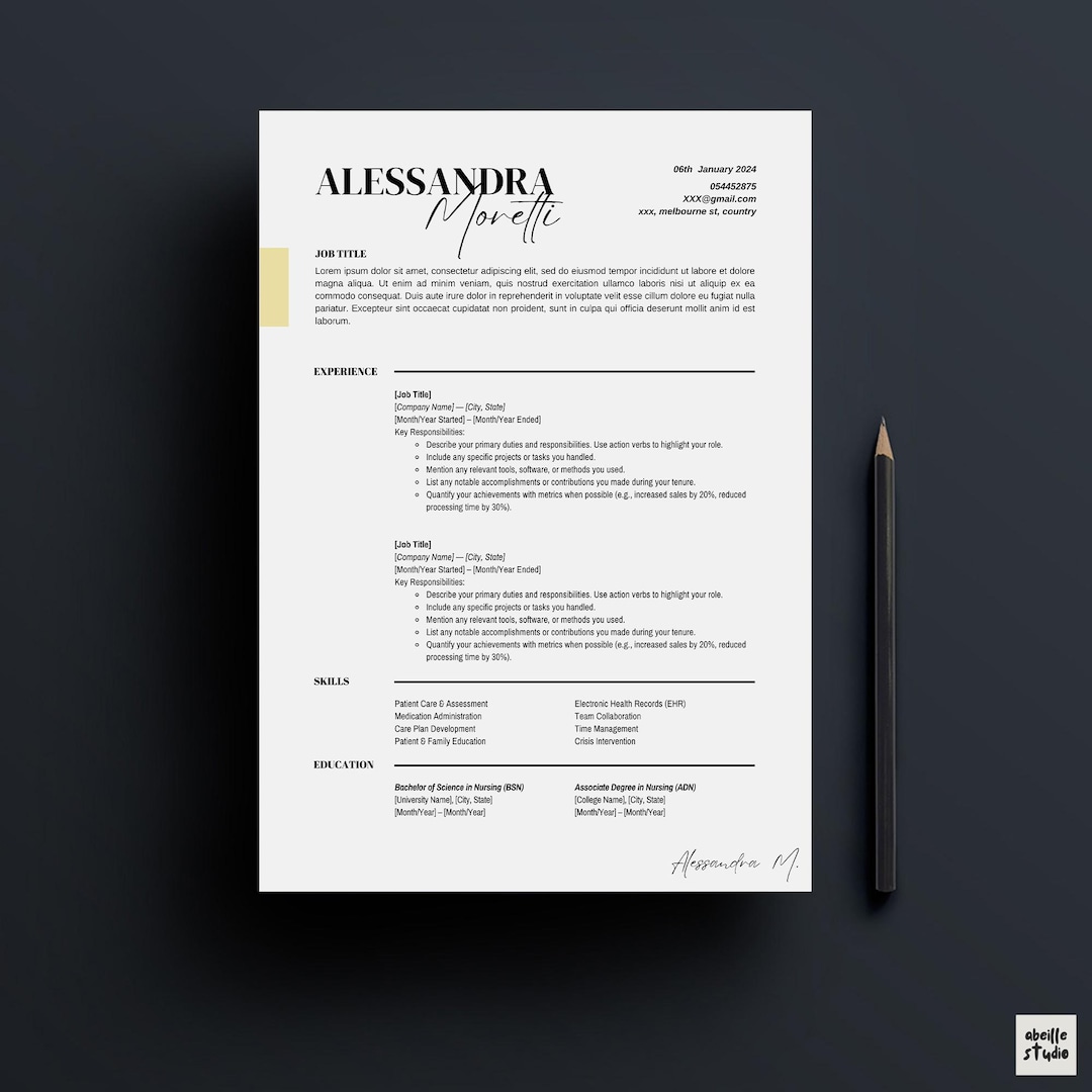 Modern Minimalist Resume Template | Clean CV & Cover Letter (CANVA) - Etsy