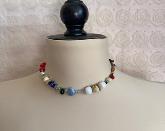 Handmade glass bead necklace.