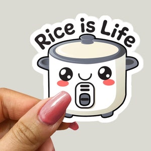 Asian Stickers, Cute Funny, Food, Japan, Filipino, Chinese, Kawaii Sticker, Vinyl Waterproof Water Bottle Laptop Stickers Rice Lover Sushi