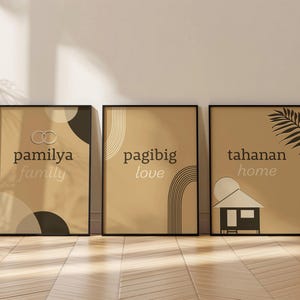 Philippines Artwork Set of 3 Tagalog Printable Poster Boho Home Decor Filipino Culture Print Filipino American Pinoy Pride Filipino Language