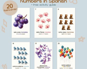 Spanish Numbers + Colors Flashcards | Bilingual Flash Cards | Learn Basic Spanish for Kids | Educational Printable Cards | Instant Download