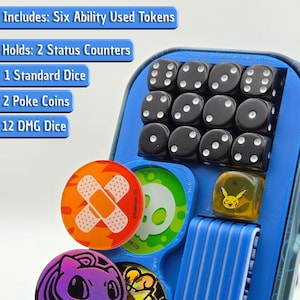 Pokemon Mini-Dose-Einsatz - Für Würfel, Statusmünzen und Pokemon-Münzen mit benutzerdefinierten farblich passenden Fähigkeits-Token.