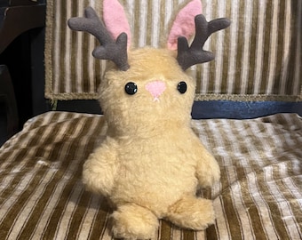 Jackalope plush, tan fur