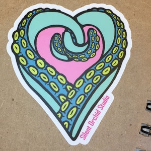 Tentacle Heart die-cut sticker