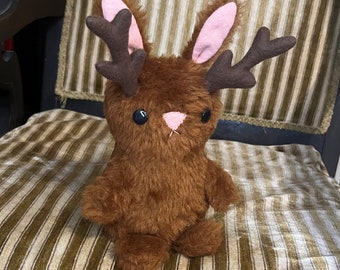 Jackalope plush, dark fur