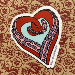 Tentacle Heart die-cut sticker