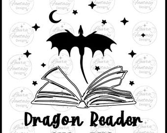 Archivos SVG y PNG de Dragon Reader para amantes de los libros