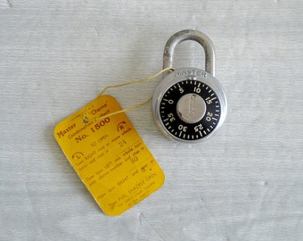 combination lock with tag, vintage master lock, vintage combination lock, vintage combination master lock, vintage bike lock, original tag